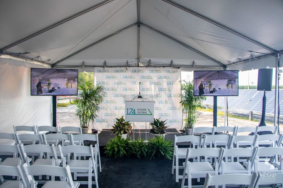 174 Power Global Ribbon Cutting Stage Setup
