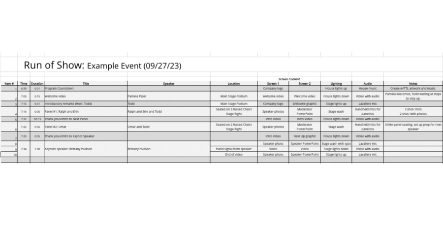 Run of Show Downloadable Resource